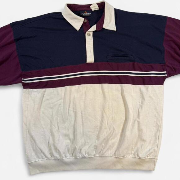 Puritan Rugby Shirt Men’s L/XL Vintage 80s 90s Colorblock Long Sleeve - Picture 5 of 8